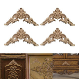 4x Wood Carved Appliques Corners Onlays Figurine for Headboard Wall Door 8cmx8cmx0.8cm