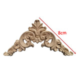 4x Wood Carved Appliques Corners Onlays Figurine for Headboard Wall Door 8cmx8cmx0.8cm