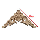 4x Wood Carved Appliques Corners Onlays Figurine for Headboard Wall Door 10cmx10cmx0.8cm