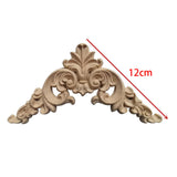 4x Wood Carved Appliques Corners Onlays Figurine for Headboard Wall Door 12cmx12cmx0.8cm