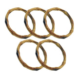 Maxbell 4x5x Imitation Bamboo Bag Handles Repair DIY for Straw Bag Handbag Macrame Bag Inner Diameter 13cm