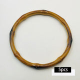 Maxbell 2x5x Imitation Bamboo Bag Handles Repair DIY for Straw Bag Handbag Macrame Bag Inner Diameter 13cm