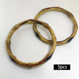 Maxbell 2x5x Imitation Bamboo Bag Handles Repair DIY for Straw Bag Handbag Macrame Bag Inner Diameter 13cm