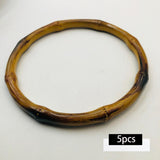Maxbell 4x5x Imitation Bamboo Bag Handles Repair DIY for Straw Bag Handbag Macrame Bag Inner Diameter 13cm