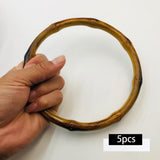 Maxbell 3x5x Imitation Bamboo Bag Handles Repair DIY for Straw Bag Handbag Macrame Bag Inner Diameter 13cm