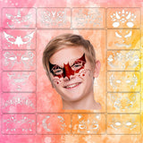 Maxbell 3xFace Paint Stencils for Kids Reusable Durable for Halloween Holidays Cosplay