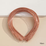 Maxbell 4x50Pcs Plain Metal Headbands for Crafts Hair Band Handmade Thin Wire Hairband Copper