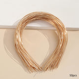 Maxbell 3x50Pcs Plain Metal Headbands for Crafts Hair Band Handmade Thin Wire Hairband Gold