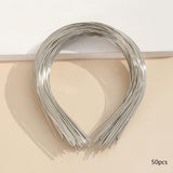 Maxbell 2x50Pcs Plain Metal Headbands for Crafts Hair Band Handmade Thin Wire Hairband Silver
