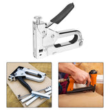 Maxbell Force Adjustable Stapler Hand Tool for Material Repair Carpentry Woodworking Silver with Grip