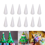 Maxbell 2x12Pcs Craft Foam Cones Christmas Tree Project for Festival Table Centerpiece 9.8cm