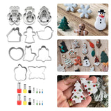 Christmas Cookie Cutter Set Polymer Clay Cutter Set for Cookie Fondant Cake 33pcs