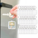 Maxbell 4x30x Acrylic Photo Keychain Pendant Key Ring for Men and Women Family Friends square