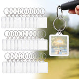 Maxbell 2x30x Acrylic Photo Keychain Pendant Key Ring for Men and Women Family Friends square