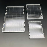 3 Pieces Acrylic Stamp Blocks Clear with Grid Lines for Invitations Collages