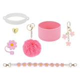 Cup Accessory Set Cute Keychain Charms for Outdoor Activities Travel Handbag Pink