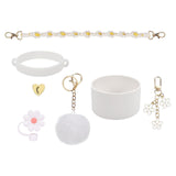 Cup Accessory Set Cute Keychain Charms for Outdoor Activities Travel Handbag White