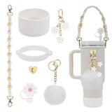 Cup Accessory Set Cute Keychain Charms for Outdoor Activities Travel Handbag White