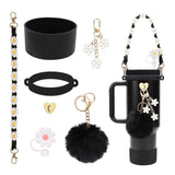 Cup Accessory Set Cute Keychain Charms for Outdoor Activities Travel Handbag Black