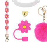 Cup Accessory Set Cute Keychain Charms for Outdoor Activities Travel Handbag Rose Red