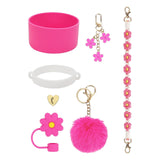 Cup Accessory Set Cute Keychain Charms for Outdoor Activities Travel Handbag Rose Red