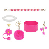 Cup Accessory Set Cute Keychain Charms for Outdoor Activities Travel Handbag Rose Red