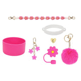 Cup Accessory Set Cute Keychain Charms for Outdoor Activities Travel Handbag Rose Red