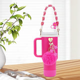 Cup Accessory Set Cute Keychain Charms for Outdoor Activities Travel Handbag Rose Red