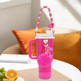 Cup Accessory Set Cute Keychain Charms for Outdoor Activities Travel Handbag Rose Red