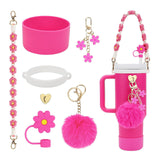 Cup Accessory Set Cute Keychain Charms for Outdoor Activities Travel Handbag Rose Red