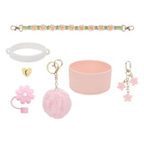 Cup Accessory Set Cute Keychain Charms for Outdoor Activities Travel Handbag Light Pink