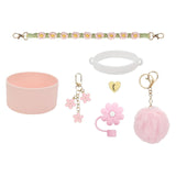 Cup Accessory Set Cute Keychain Charms for Outdoor Activities Travel Handbag Light Pink