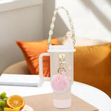 Cup Accessory Set Cute Keychain Charms for Outdoor Activities Travel Handbag Light Pink