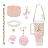 Cup Accessory Set Cute Keychain Charms for Outdoor Activities Travel Handbag Light Pink