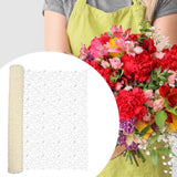 Maxbell Jacquard Net Mesh Flower Wrapping Paper for Valentine's Day Wedding Birthday Milky White