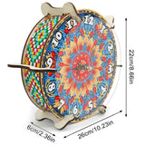Maxbell 5D Diamond Craft Clock Mandala Floral Clock Tabletop Clock for Bedroom Decor Style A