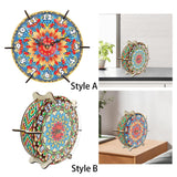 Maxbell 5D Diamond Craft Clock Mandala Floral Clock Tabletop Clock for Bedroom Decor Style A