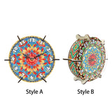 Maxbell 5D Diamond Craft Clock Mandala Floral Clock Tabletop Clock for Bedroom Decor Style A