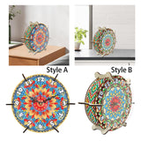 Maxbell 5D Diamond Craft Clock Mandala Floral Clock Tabletop Clock for Bedroom Decor Style A