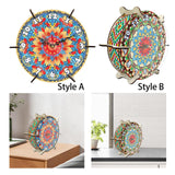 Maxbell 5D Diamond Craft Clock Mandala Floral Clock Tabletop Clock for Bedroom Decor Style A
