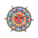 Maxbell 5D Diamond Craft Clock Mandala Floral Clock Tabletop Clock for Bedroom Decor Style A