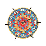 Maxbell 5D Diamond Craft Clock Mandala Floral Clock Tabletop Clock for Bedroom Decor Style A