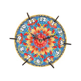 Maxbell 5D Diamond Craft Clock Mandala Floral Clock Tabletop Clock for Bedroom Decor Style A