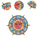 Maxbell 5D Diamond Craft Clock Mandala Floral Clock Tabletop Clock for Bedroom Decor Style A