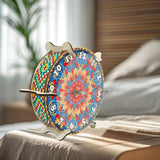 Maxbell 5D Diamond Craft Clock Mandala Floral Clock Tabletop Clock for Bedroom Decor Style A