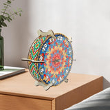Maxbell 5D Diamond Craft Clock Mandala Floral Clock Tabletop Clock for Bedroom Decor Style A