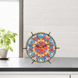 Maxbell 5D Diamond Craft Clock Mandala Floral Clock Tabletop Clock for Bedroom Decor Style A