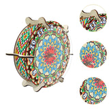 5D Diamond Craft Clock Mandala Floral Clock Tabletop Clock for Bedroom Decor Style B