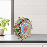 5D Diamond Craft Clock Mandala Floral Clock Tabletop Clock for Bedroom Decor Style B