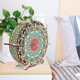 5D Diamond Craft Clock Mandala Floral Clock Tabletop Clock for Bedroom Decor Style B